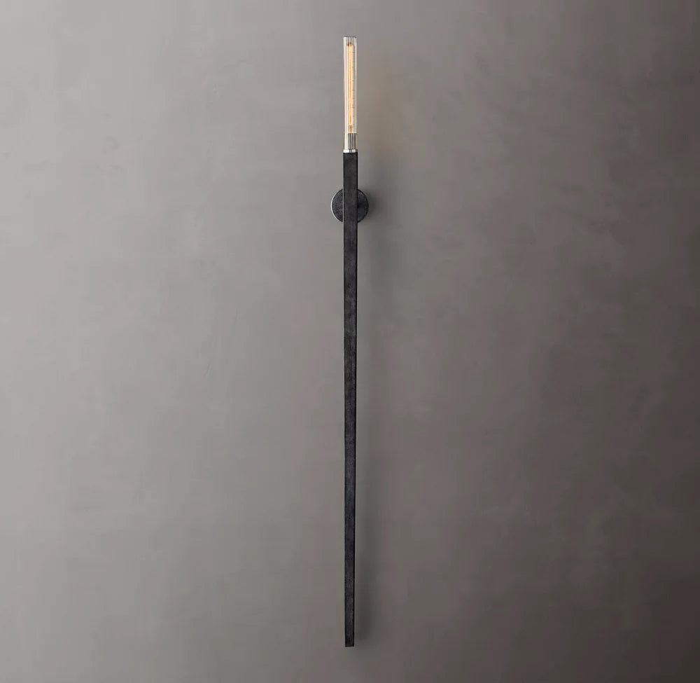 Ribbed Borosilicate Outdoor Torch Sconce