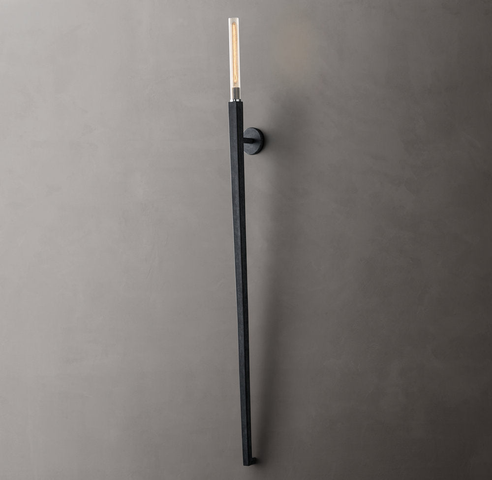 Ribbed Borosilicate Outdoor Torch Sconce