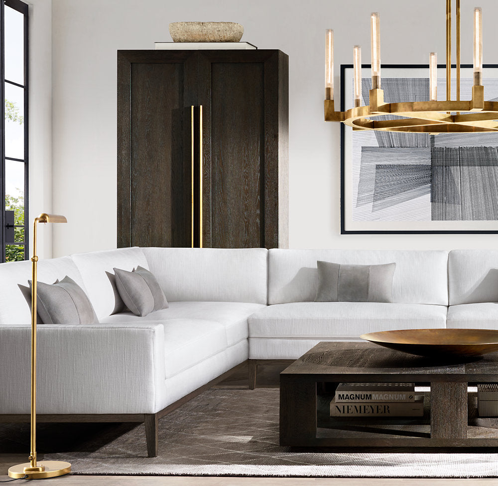 Ribbed Glass Brass Halo Chandelier