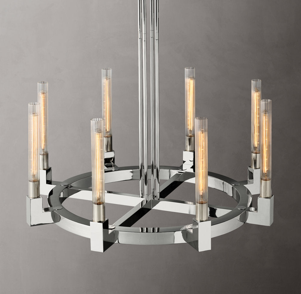 Ribbed Glass Hurricane Ring Chandelier