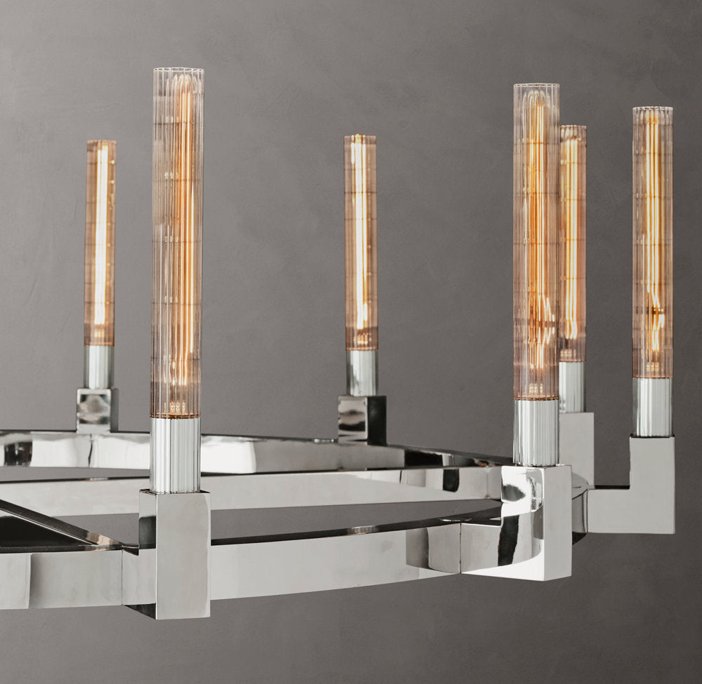Ribbed Glass Hurricane Ring Chandelier