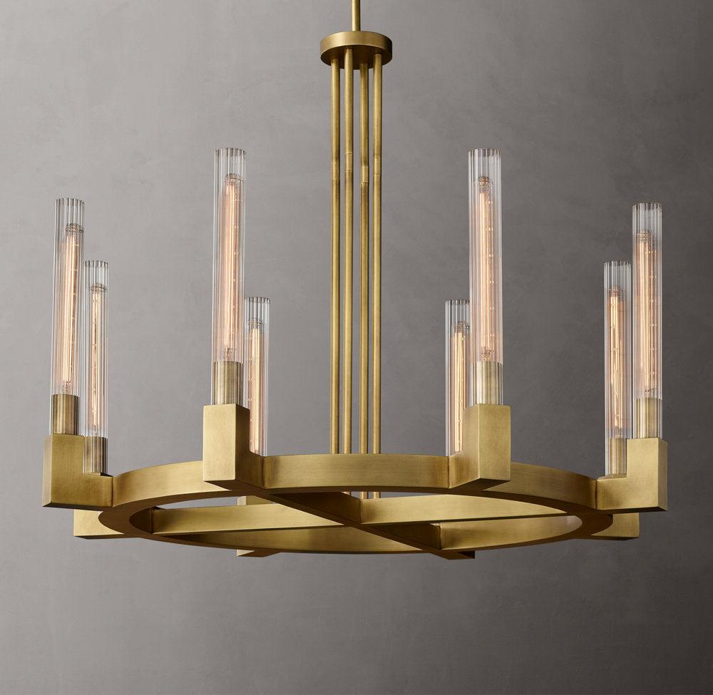 Ribbed Glass Hurricane Ring Chandelier