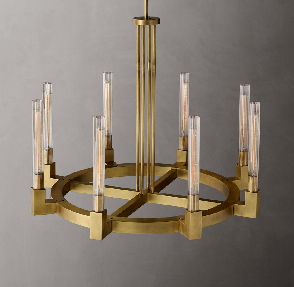 Ribbed Glass Hurricane Ring Chandelier