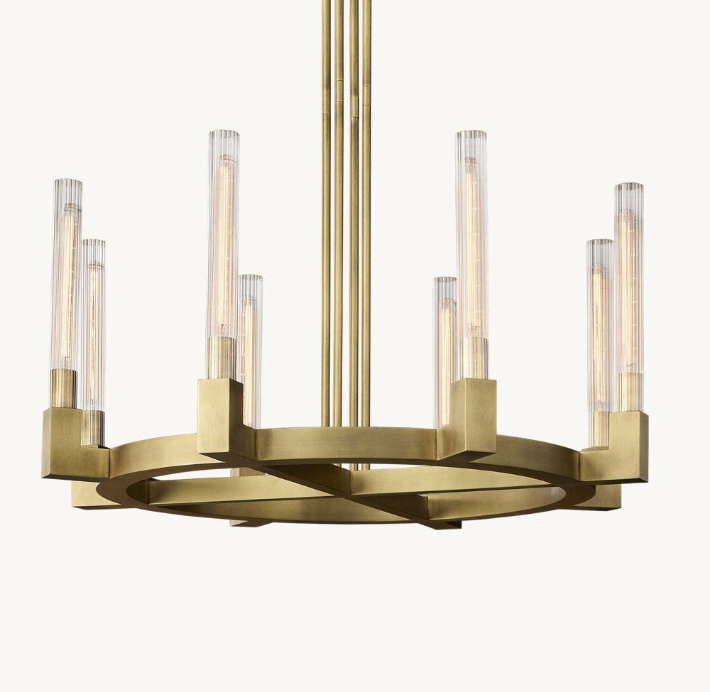 Ribbed Glass Hurricane Ring Chandelier