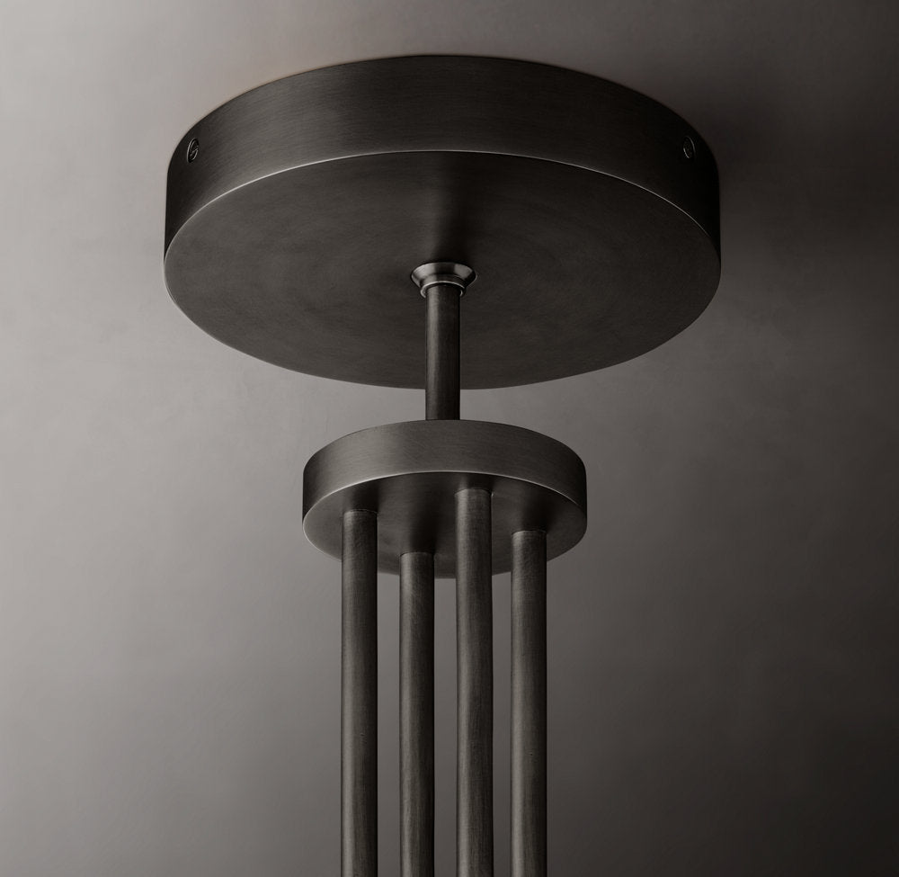 Ribbed Glass Hurricane Ring Chandelier