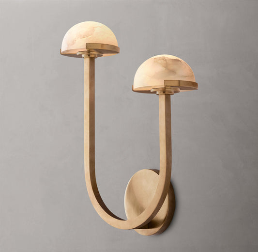 Right-Facing Alabaster Hemisphere Sconce