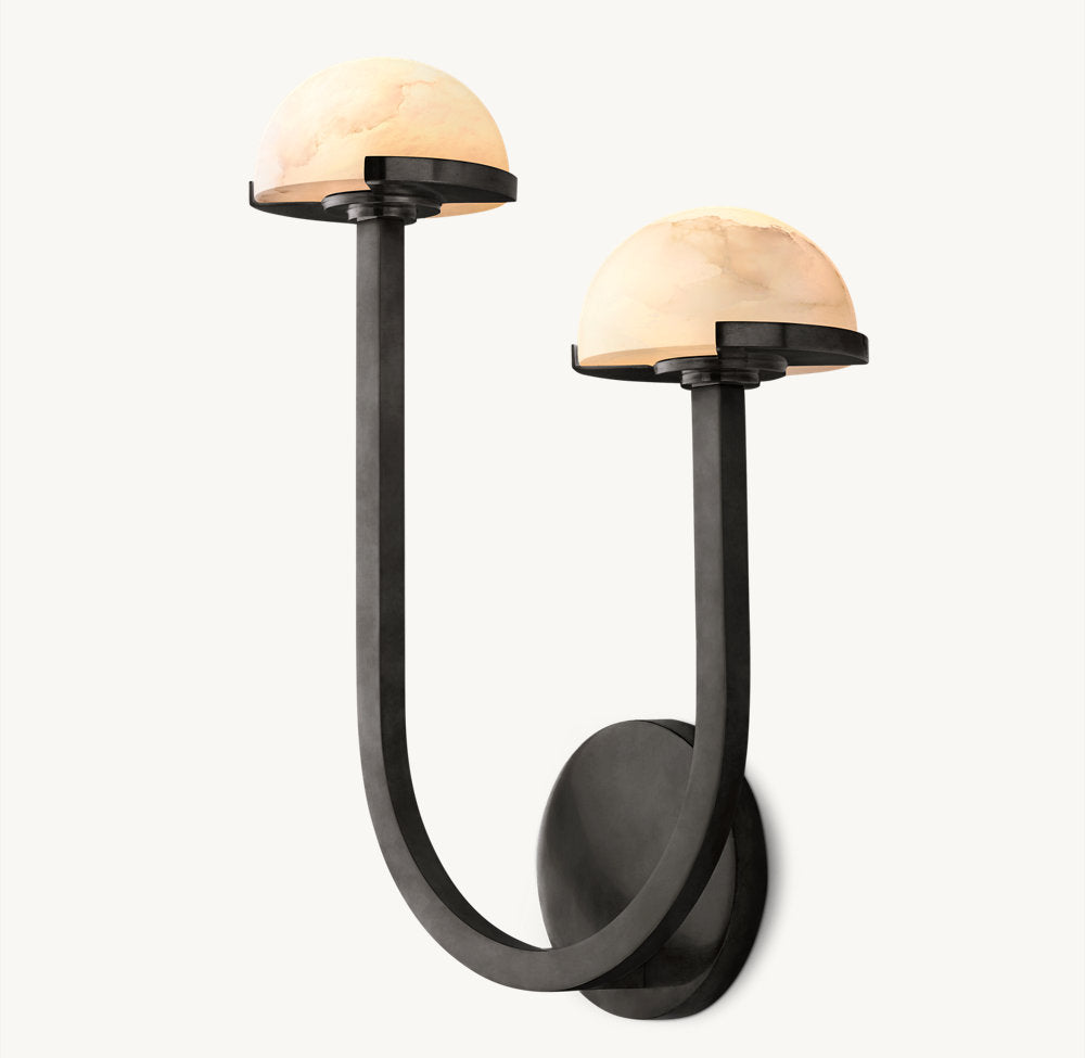 Right-Facing Alabaster Hemisphere Sconce