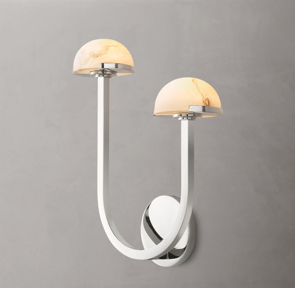 Right-Facing Alabaster Hemisphere Sconce
