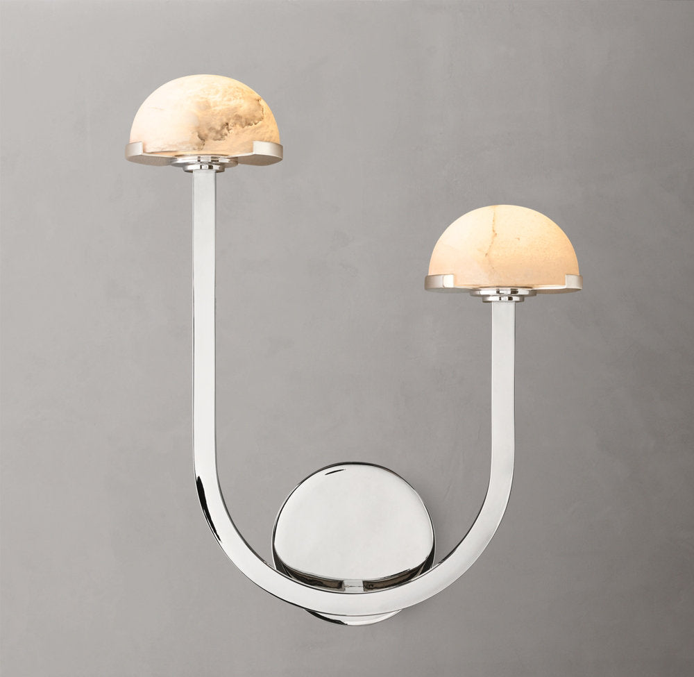 Right-Facing Alabaster Hemisphere Sconce