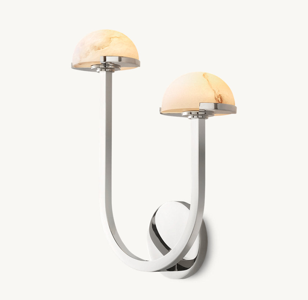 Right-Facing Alabaster Hemisphere Sconce