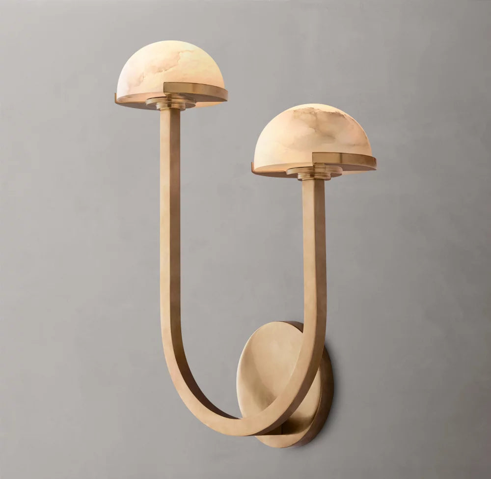 Right-Facing Alabaster Hemisphere Sconce