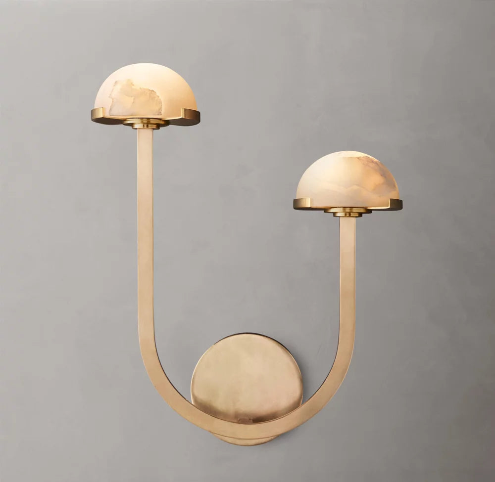 Right-Facing Alabaster Hemisphere Sconce