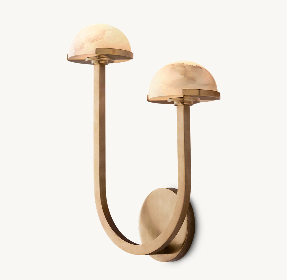 Right-Facing Alabaster Hemisphere Sconce