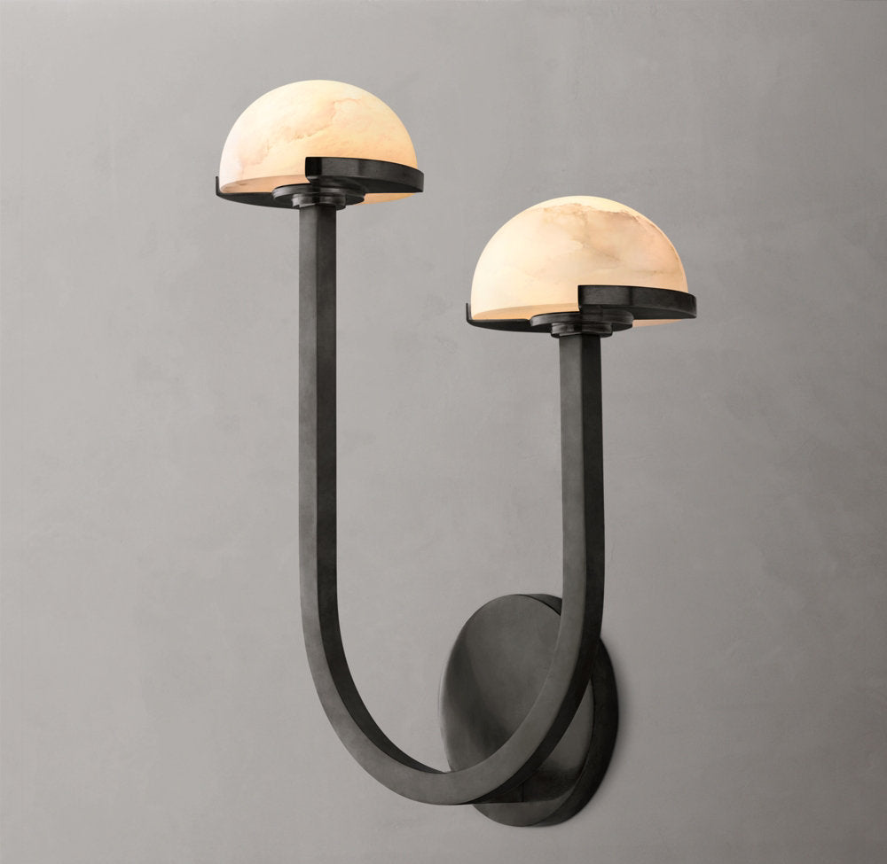 Right-Facing Alabaster Hemisphere Sconce