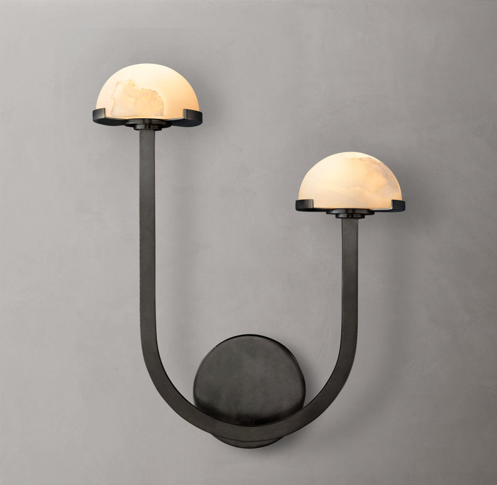 Right-Facing Alabaster Hemisphere Sconce