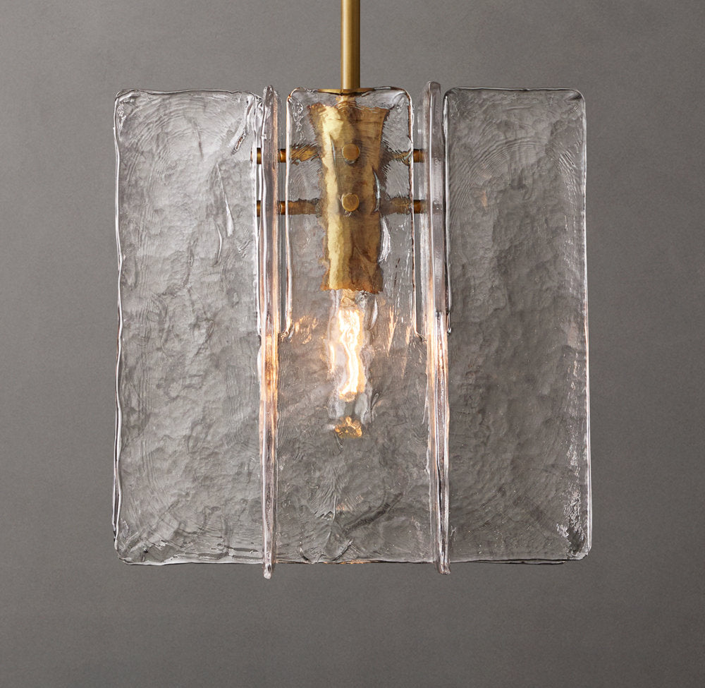 Rippled Cast Glass Cube Pendant