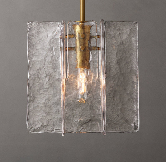 Rippled Cast Glass Cube Pendant