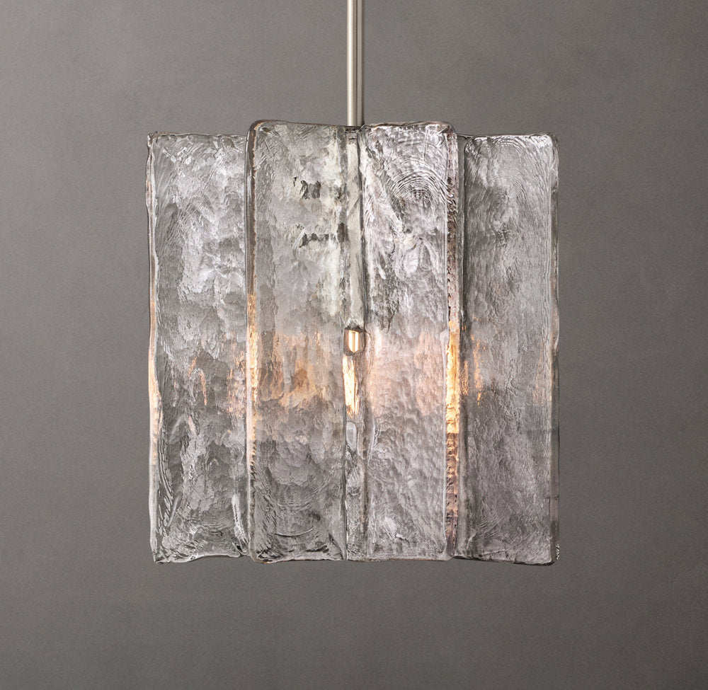 Rippled Cast Glass Cube Pendant