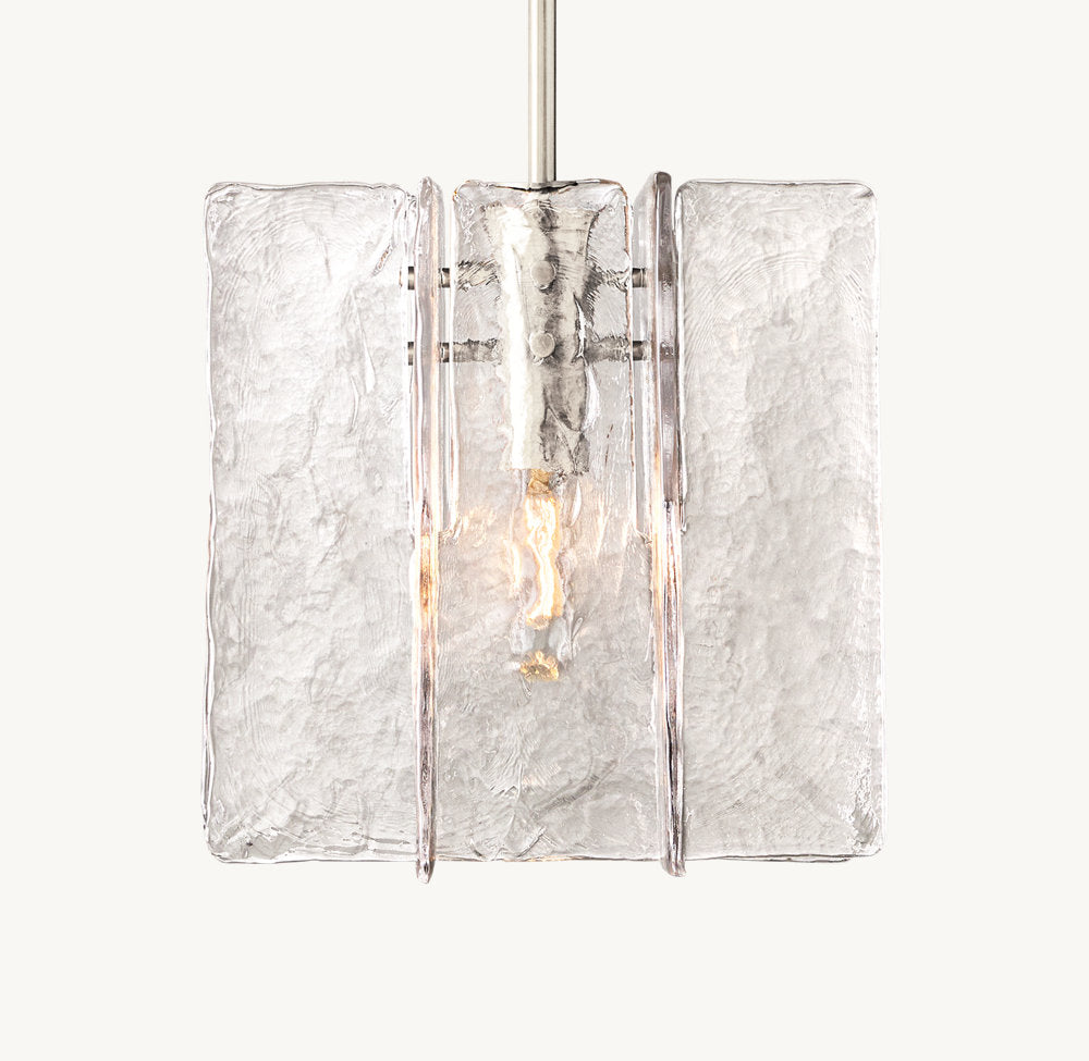 Rippled Cast Glass Cube Pendant