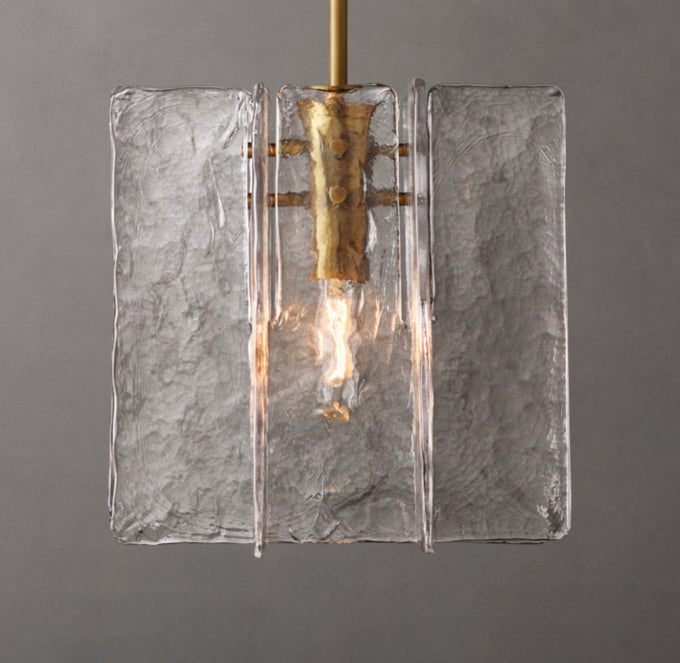 Rippled Cast Glass Cube Pendant
