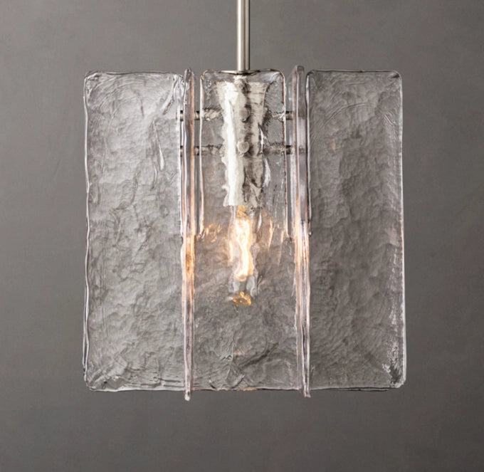 Rippled Cast Glass Cube Pendant