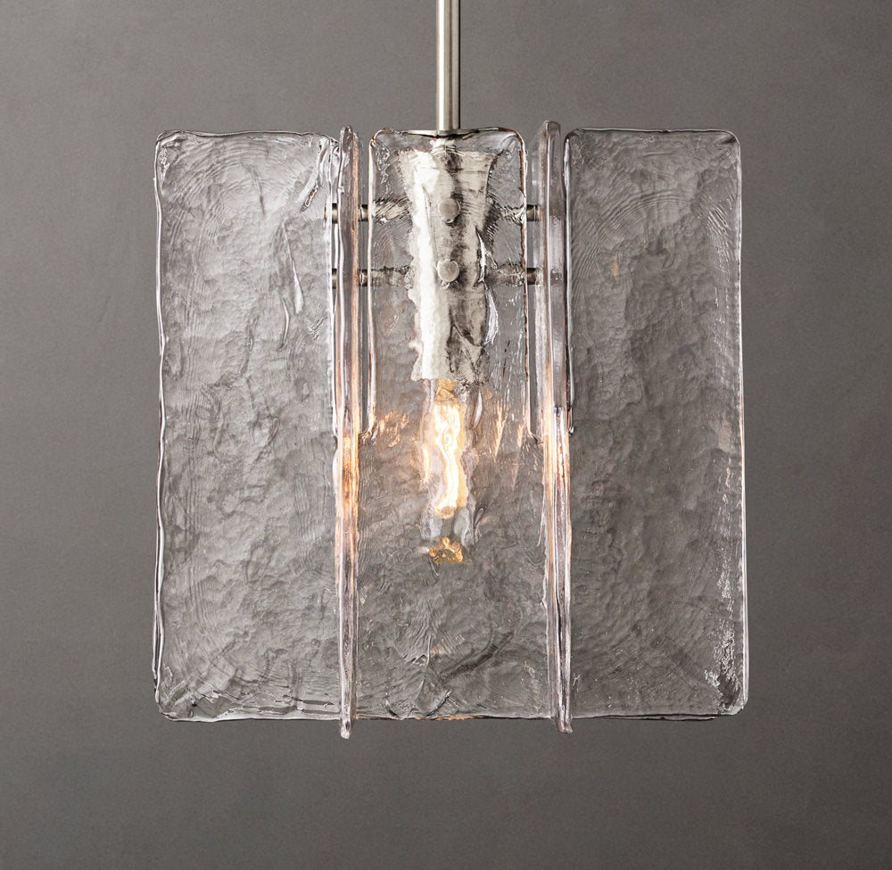 Rippled Cast Glass Cube Pendant