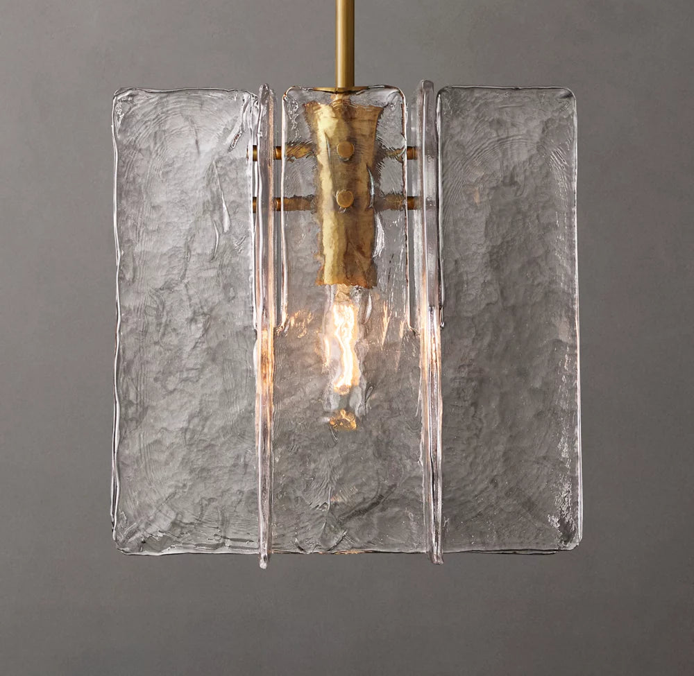Rippled Cast Glass Cube Pendant