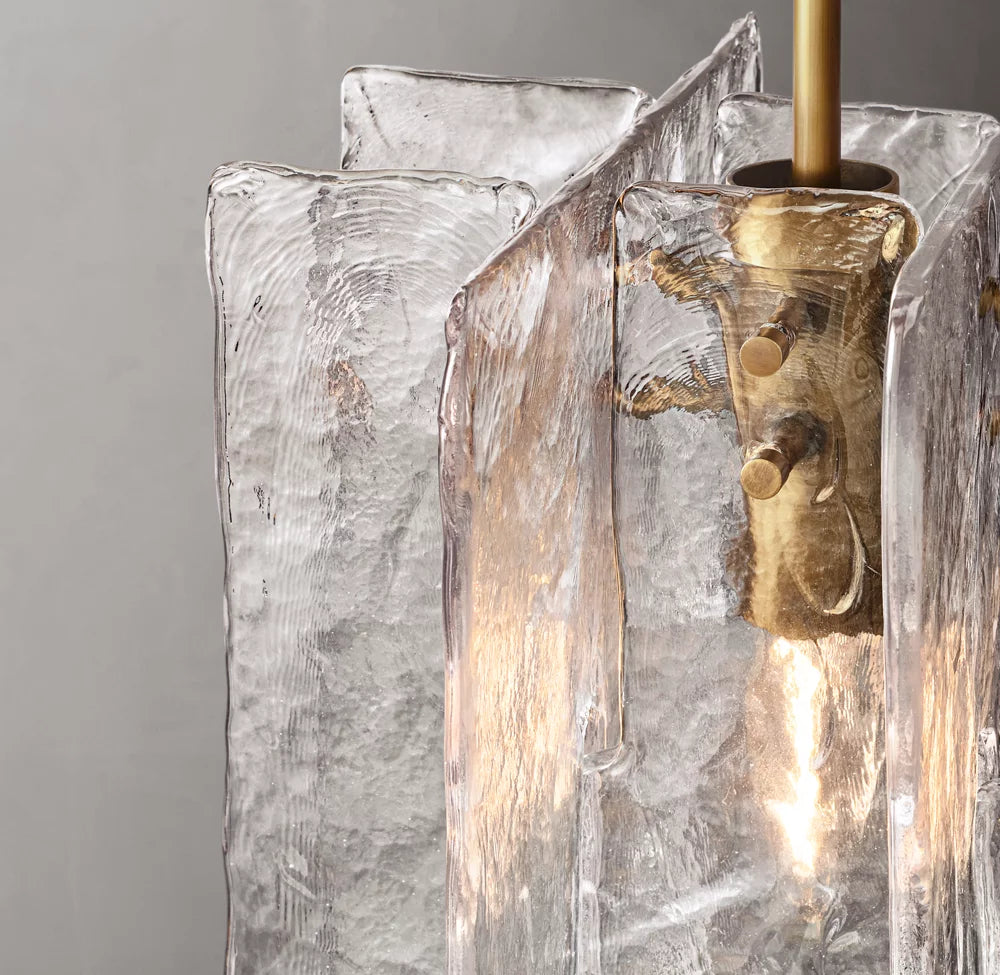 Rippled Cast Glass Cube Pendant