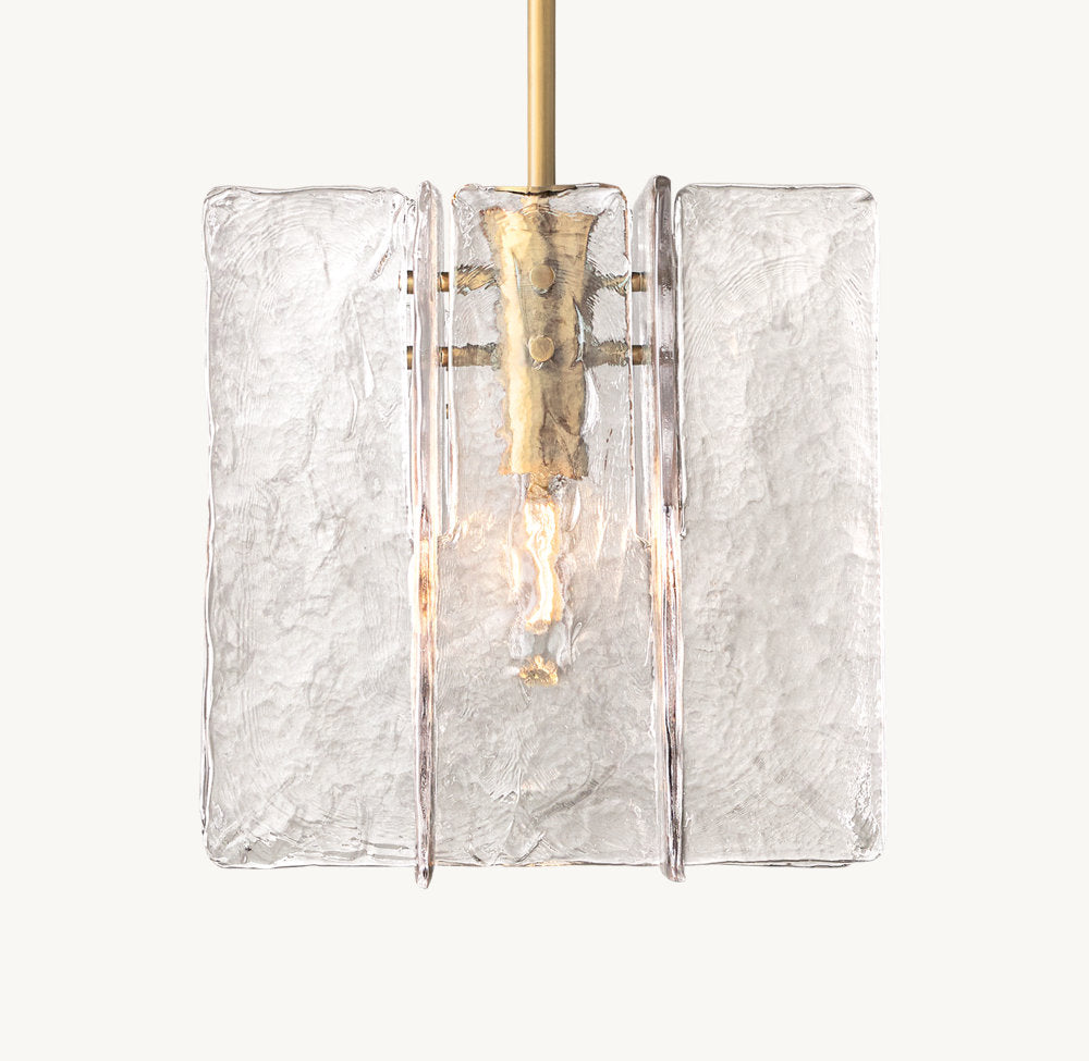 Rippled Cast Glass Cube Pendant