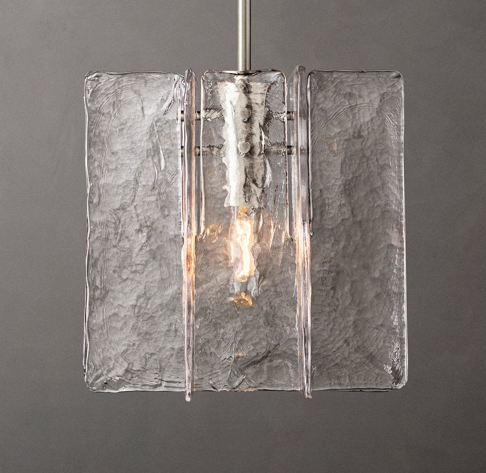 Rippled Cast Glass Cube Pendant