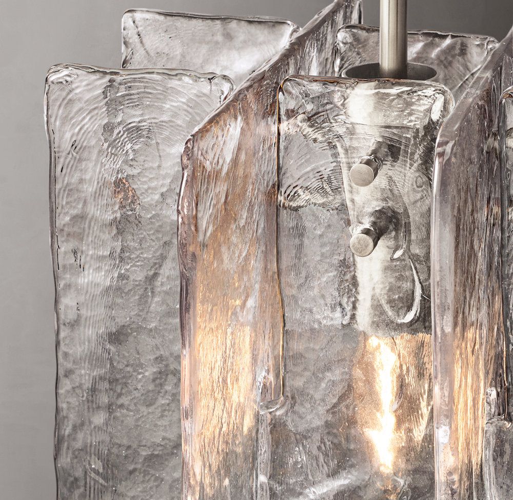 Rippled Cast Glass Cube Pendant