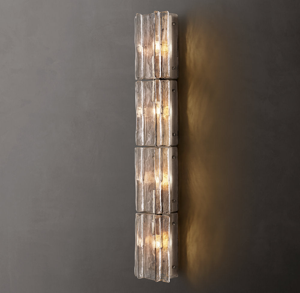 Rippled Cast Glass Grand Wall Sconce