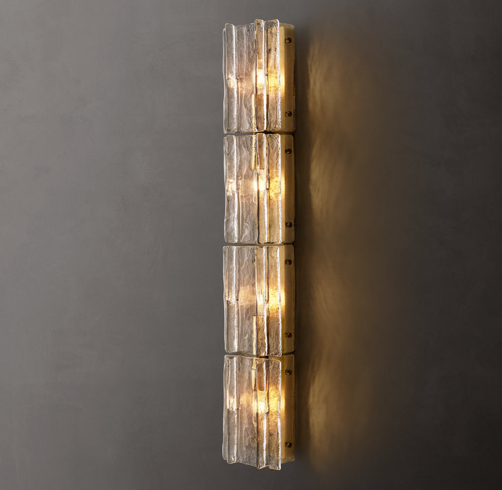 Rippled Cast Glass Grand Wall Sconce