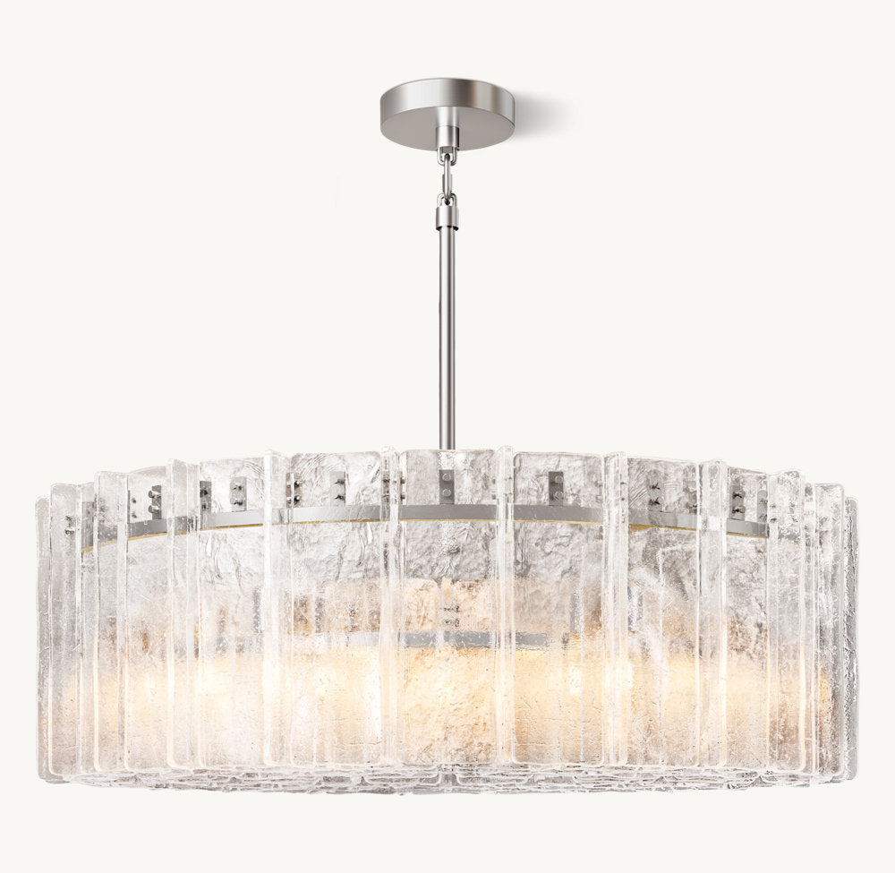 Rippled Cast Glass Lattice Chandelier