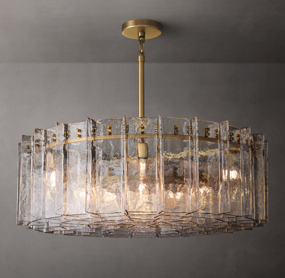 Rippled Cast Glass Lattice Chandelier