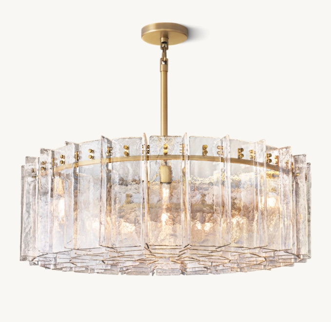 Rippled Cast Glass Lattice Chandelier