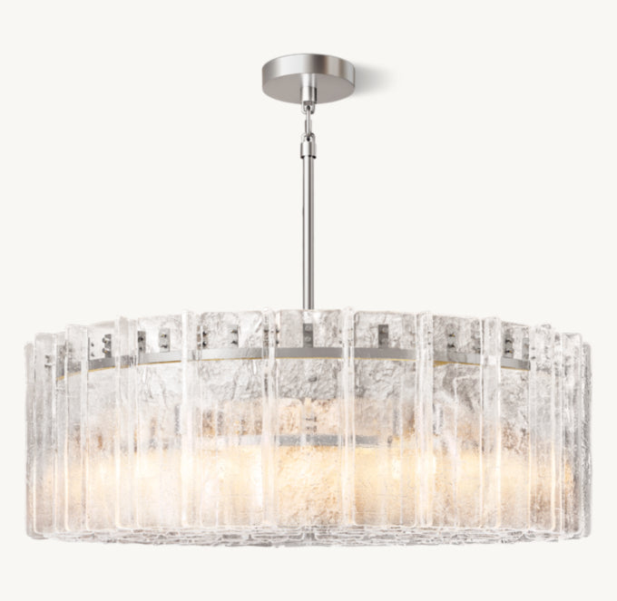 Rippled Cast Glass Lattice Chandelier