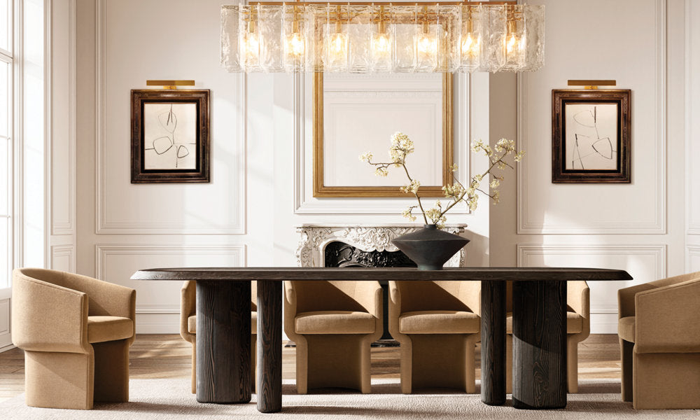 Rippled Cast Glass Rectangular Chandelier