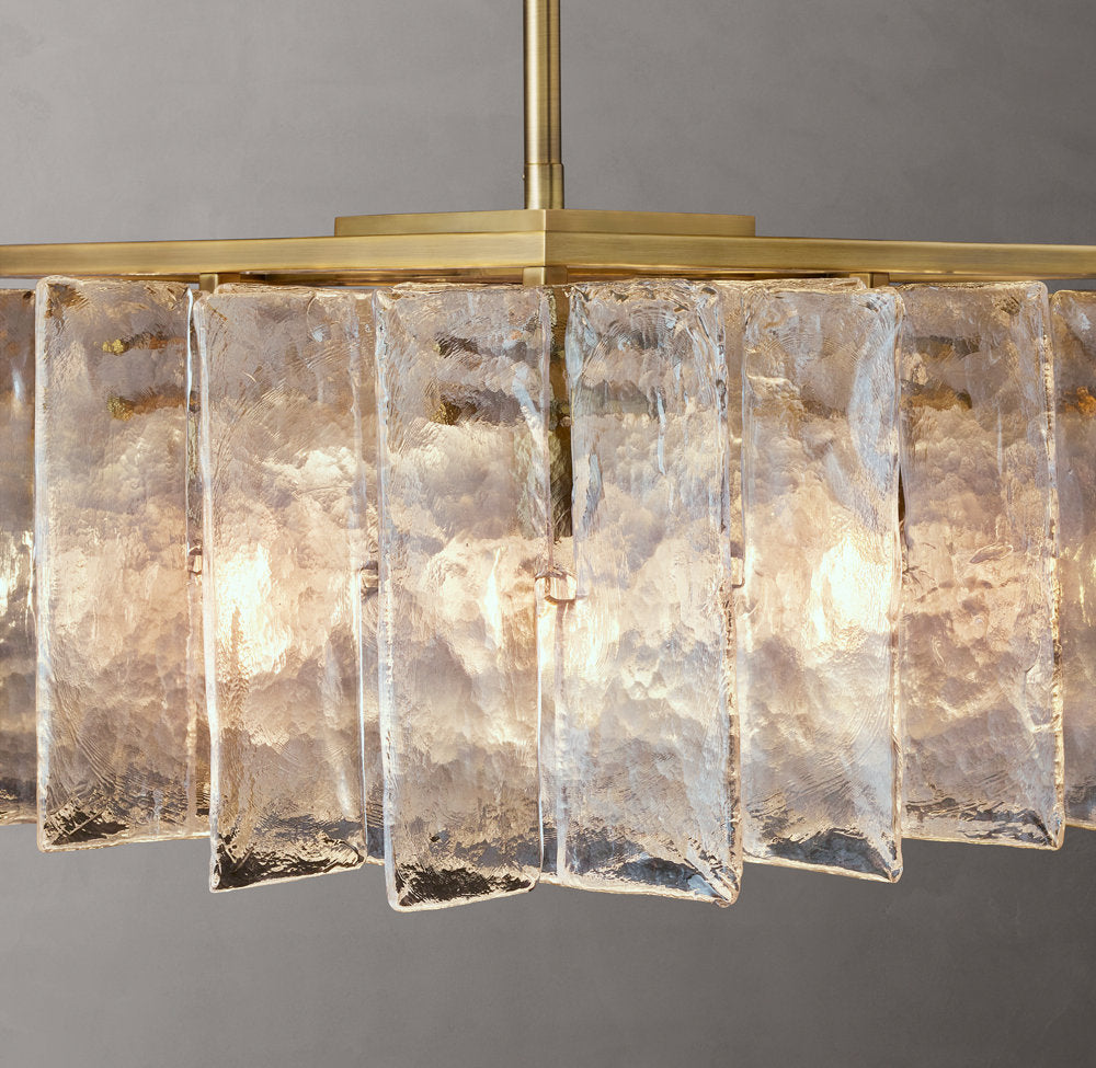 Rippled Cast Glass Rectangular Chandelier