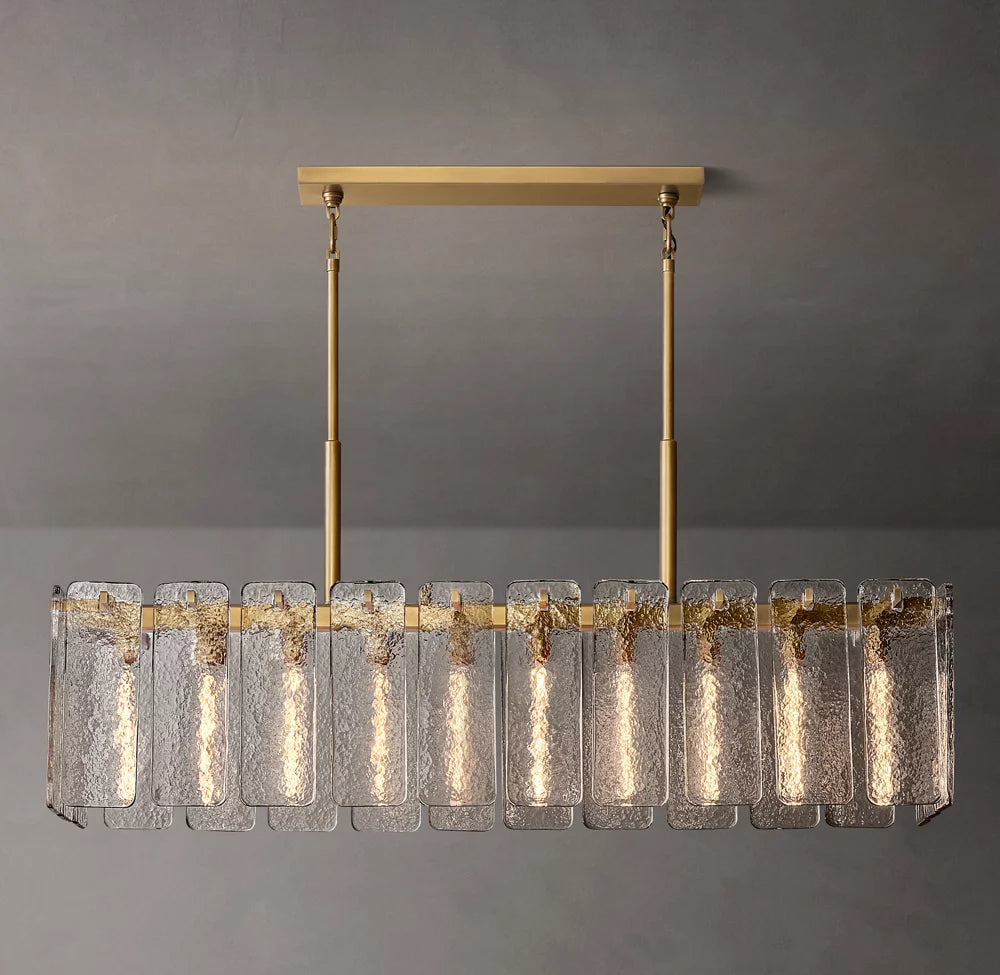 Rippled Glass Island Drum Chandelier