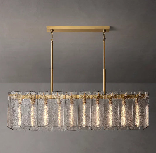 Rippled Glass Island Drum Chandelier