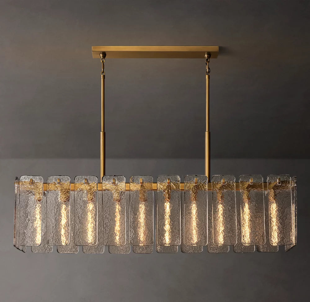 Rippled Glass Island Drum Chandelier