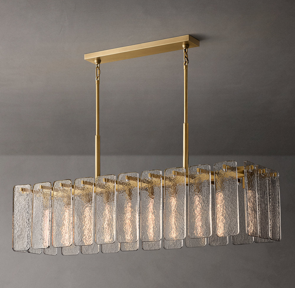 Rippled Glass Island Drum Chandelier