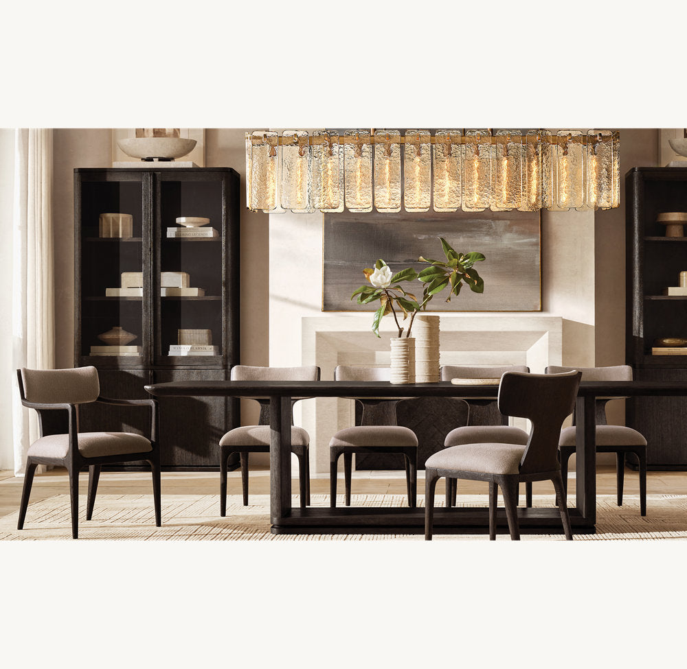 Rippled Glass Island Drum Chandelier