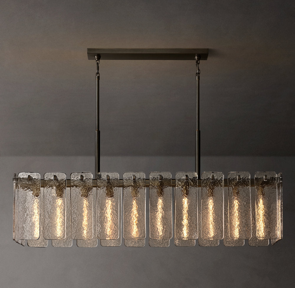 Rippled Glass Island Drum Chandelier