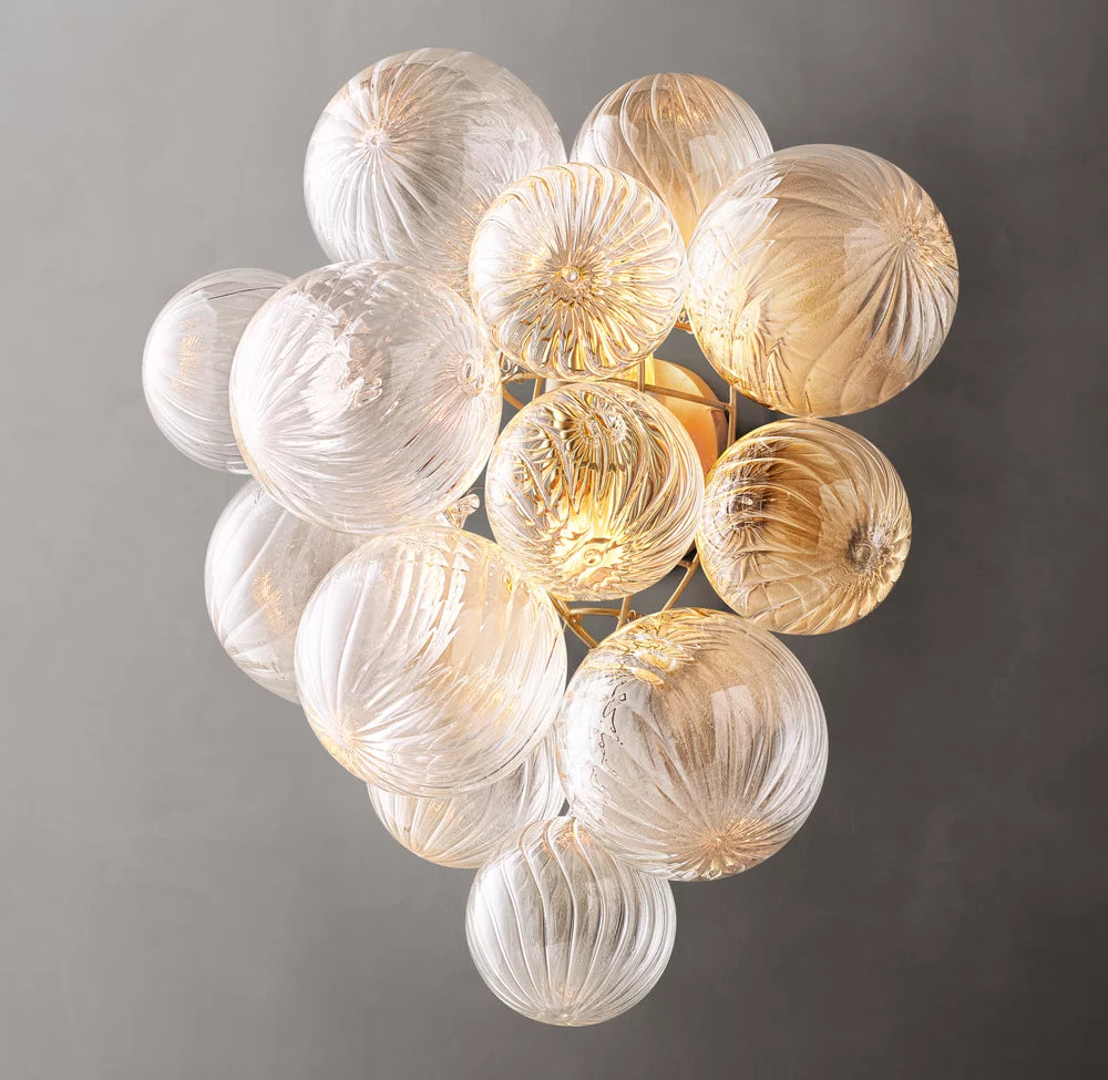 Rippled Glass Orb Accent Sconce