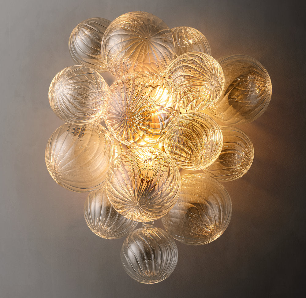 Rippled Glass Orb Accent Sconce