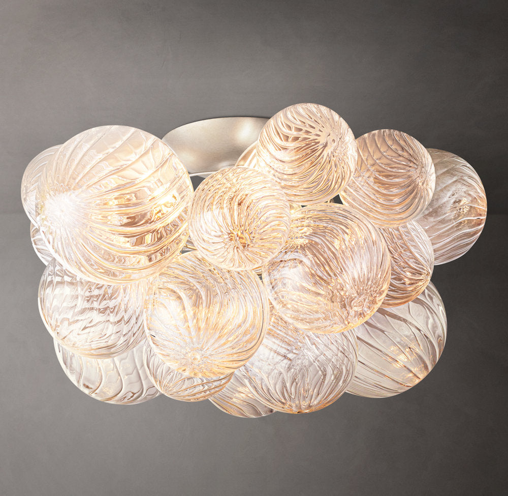 Rippled Glass Orb Flush Mount