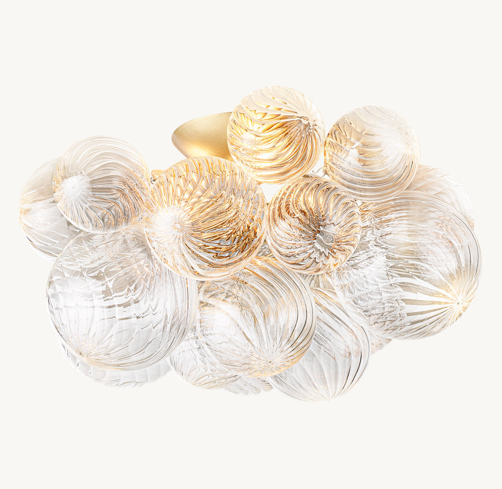 Rippled Glass Orb Flush Mount