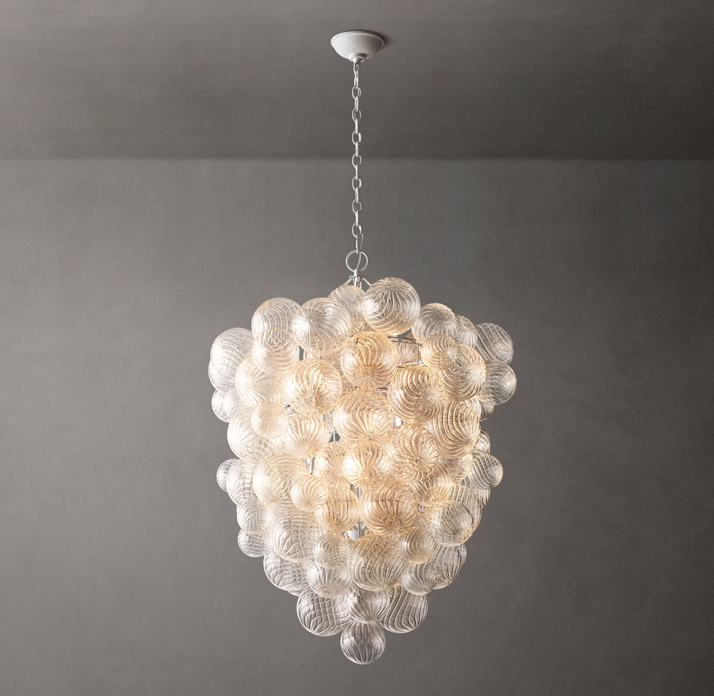 Rippled Glass Orb Foyer Chandelier